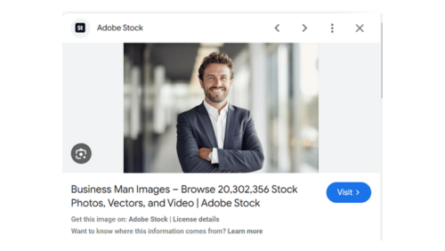 screenshot of adobe stock image featuring a businessman in an office.