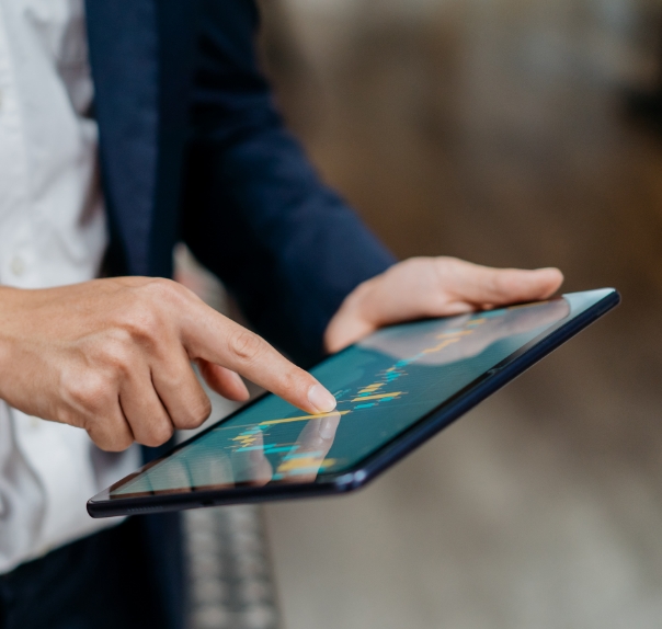 man using ipad