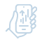 hand with cell phone and arrows pointing up icon