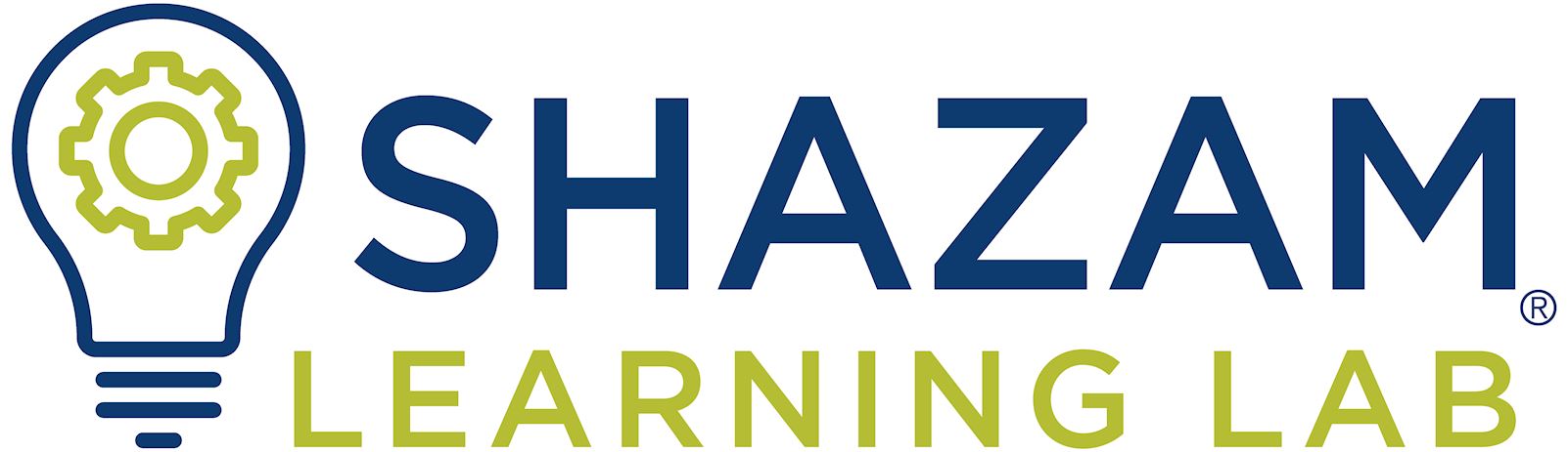 SHAZAM Learning Lab logo showing a light bulb and gear
